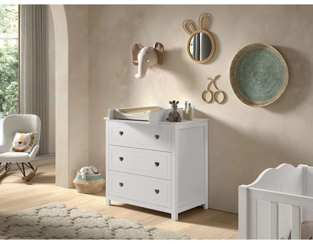 Biela detská komoda s prebaľovacím pultom 90x103x73 cm Amori – Vipack