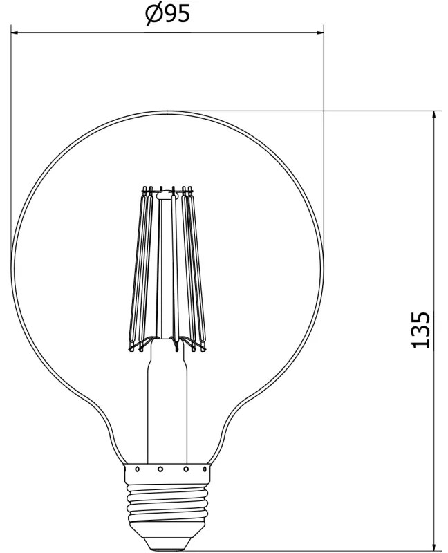 Mexen Vintis, LED žiarovka E27, G95, 10W, Neutrálna - 4000K, 1320 lm, číra - L157-E27-1040-00