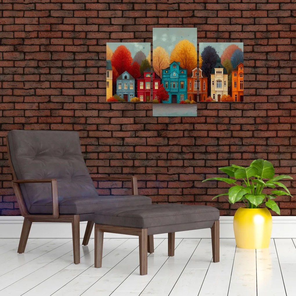 Obraz - Maľované jesenné mesto (90x60 cm)