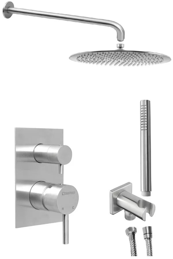 Sapho Sapho, MINIMAL podomietkový sprchový set s pákovou batériou, 2 výstupy, nerez, MI042-01