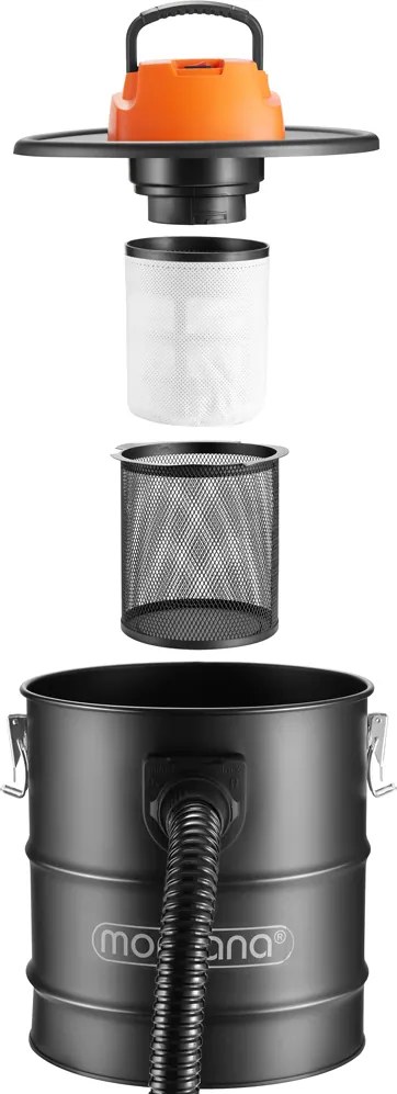 Vysávač na popol BENEDIKT, 1200 W, 18 kPa, čierna/oranžová Monzana