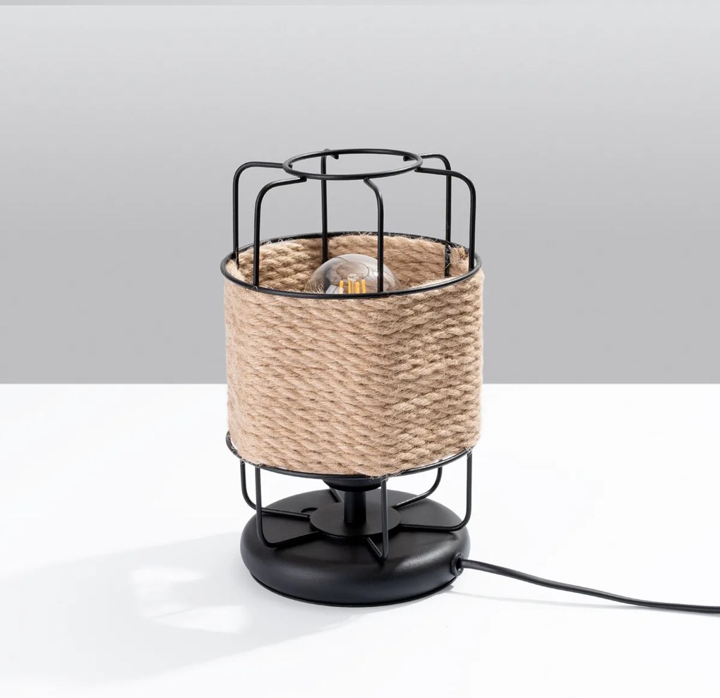 Stolná lampa Gizur, 1x šnúra/čierne drôtené tienidlo