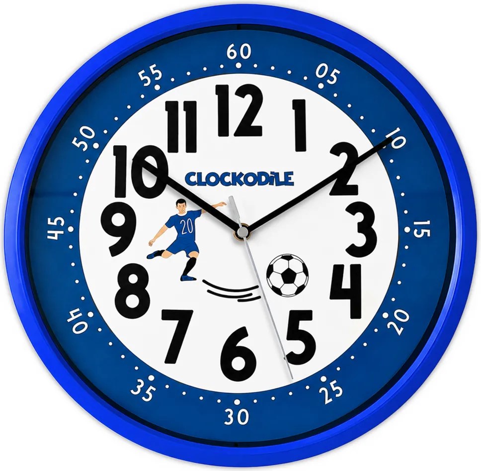 Modré detské nástenné hodiny futbal CLOCKODILE CCS3000