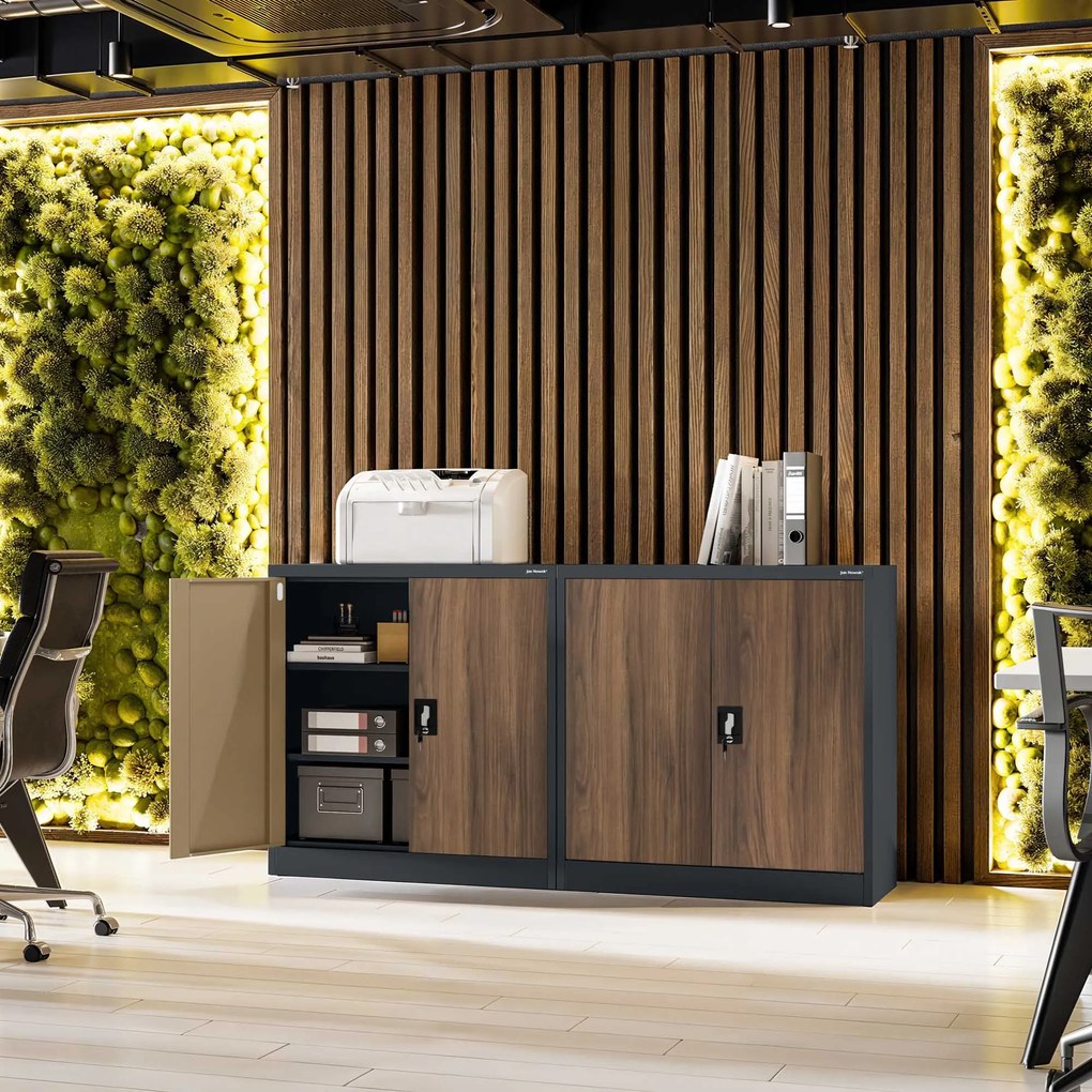Skrinka na dokumenty, nízka, antracitová/orechová, 900x930x400 mm: BEATA Eco Design
