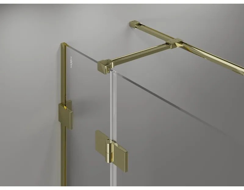 Mexen Lunar T, sklápací sprchový kút ľavý 115 x 110 cm, 8mm číre sklo, zlatý profil, 834T-115-110-50-00-L