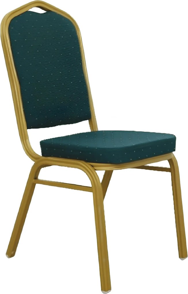 Stohovateľná stolička, zelená/matný zlatý rám, ZINA 2 NEW