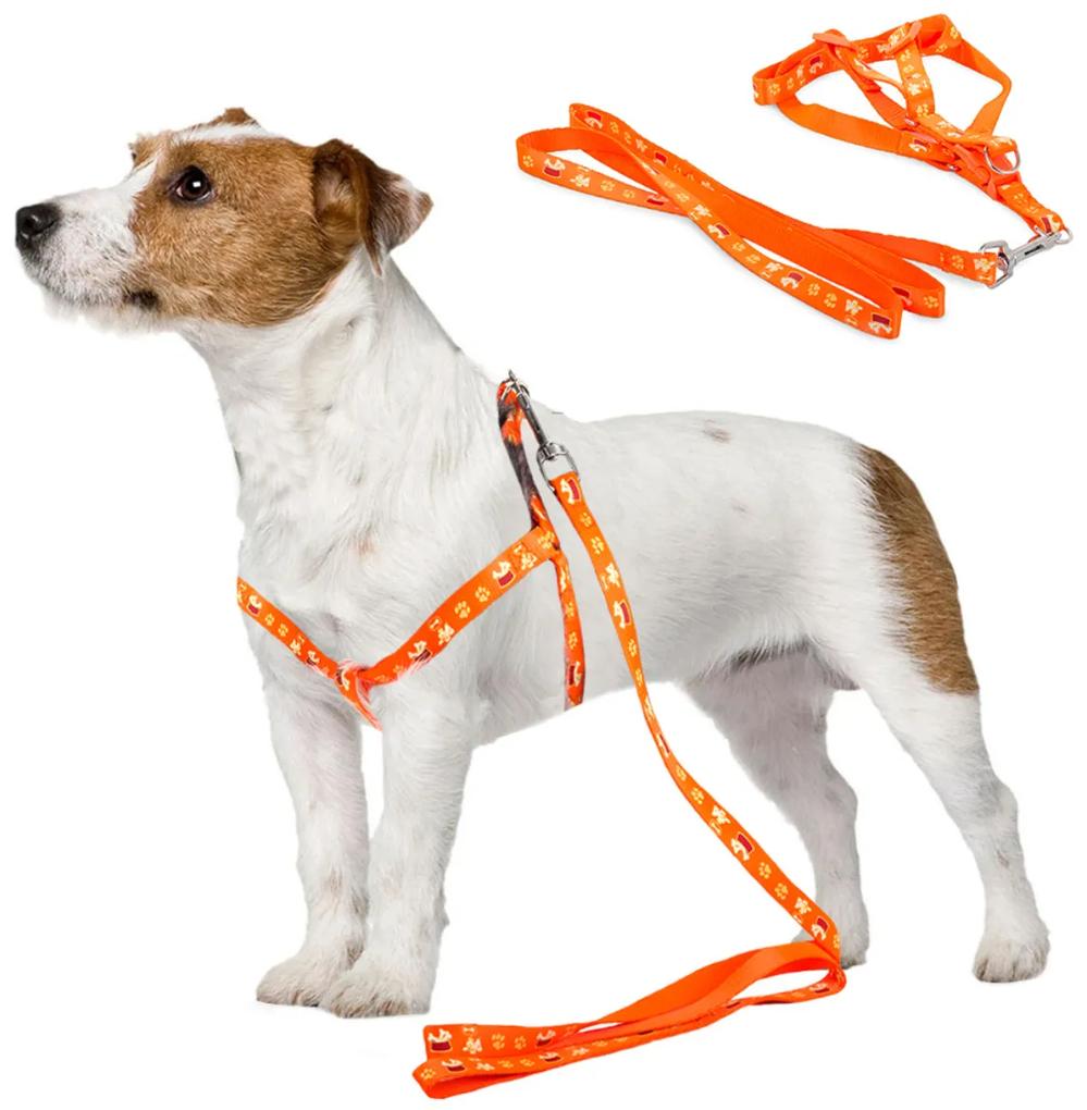 Postroj pre psa s vodítkom 125cm | oranžový