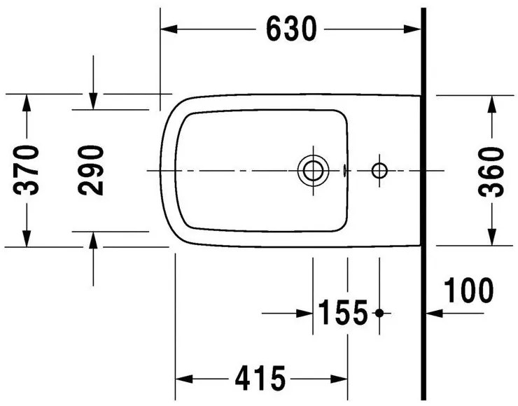 DURAVIT DuraStyle samostatne stojací bidet kapotovaný s otvorom, 370 mm x 630 mm, 2283100000
