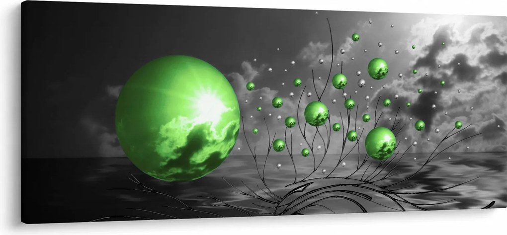 Obraz zelených abstraktných gulí (120x50 cm)
