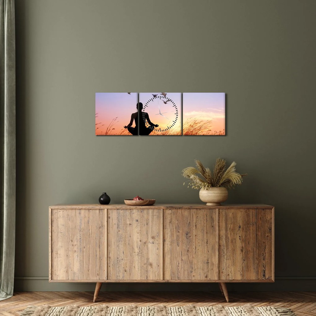 Obraz - Meditácia (s hodinami) (90x30 cm)