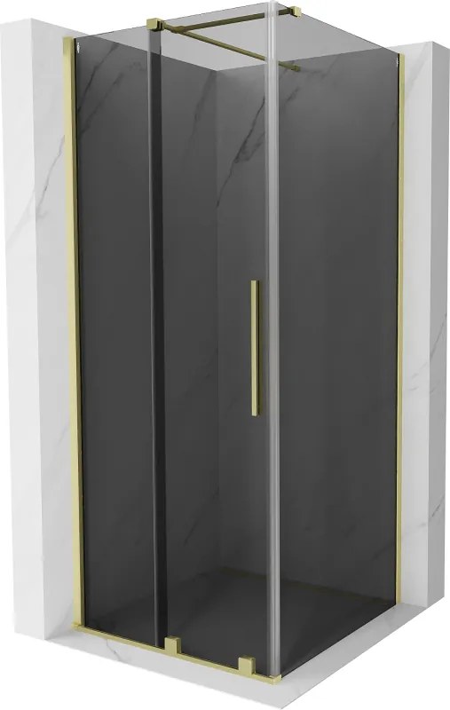Mexen Velar, sprchový kút s posuvnými dverami 110 x 110 cm, 8mm šedé sklo, zlatá matná, 871-110-110-41-55