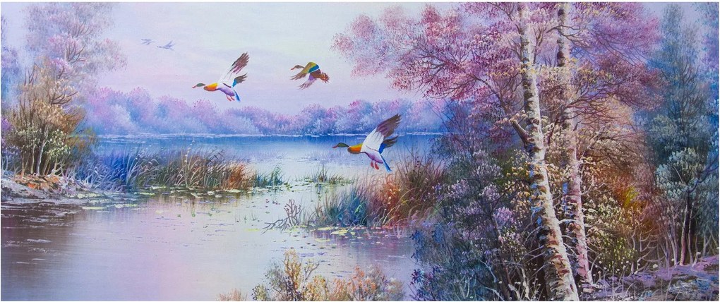 Obraz - Prichádza jeseň, olejomaľba (120x50 cm)