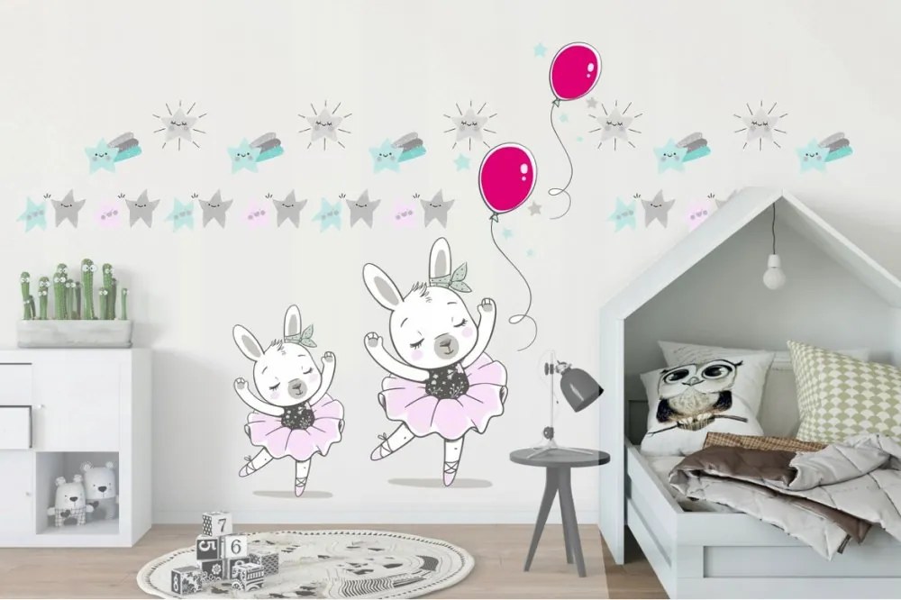 Detská nálepka na stenu pre dievčatko zajačik baletka 60 x 120 cm