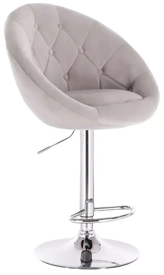 LuxuryForm DESIGN Barová stolička VERA VELUR na striebornom tanieri - svetlo šedá