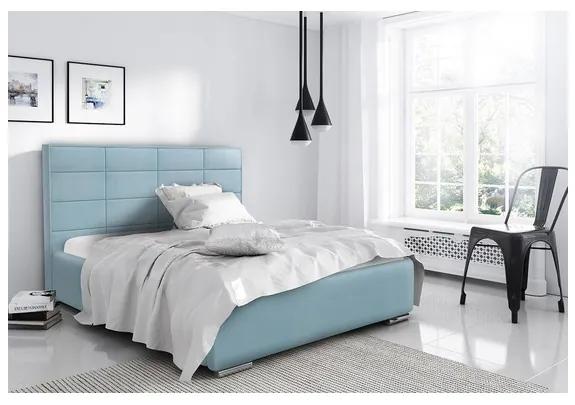 Elegantná manželská posteľ Caffara 120x200, modrá, jemná poťahová látka
