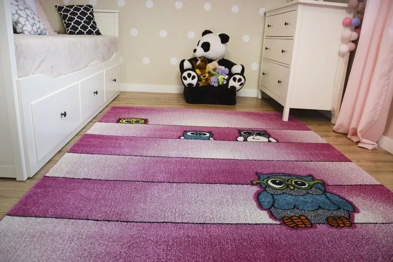 Kusový koberec KIDS sovy ružový C412