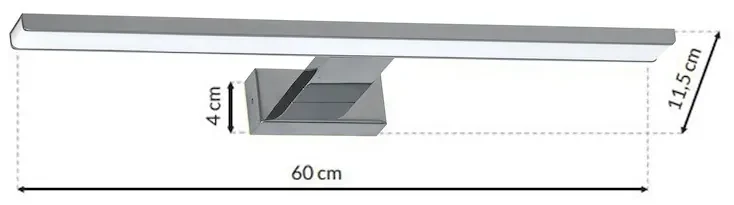 Nástenné LED svietidlo Shine1, 1x LED 13,8w, 4000k, (60 cm), ch