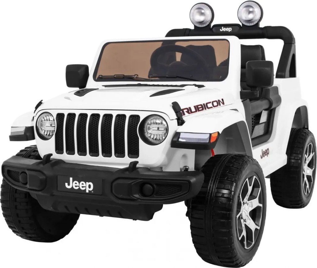 Ramiz Jeep Wrangler Rubicon na batérie pre deti biely + diaľkové ovládanie