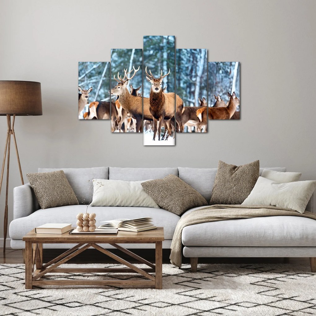 Obraz - Stádo jeleňov (150x105 cm)