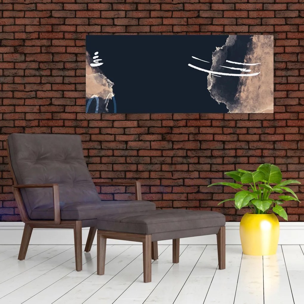 Obraz - Tmavomodrá abstrakcia (120x50 cm)