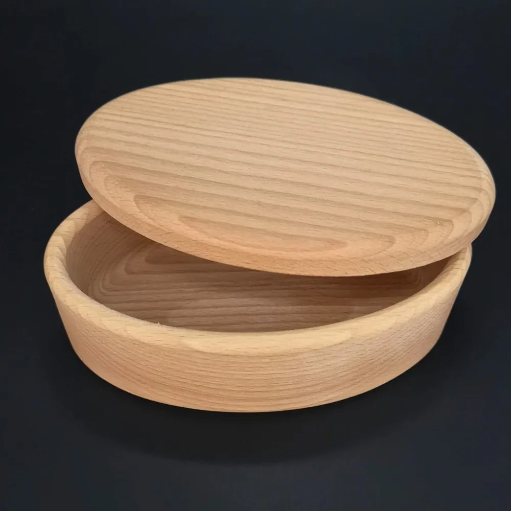 AMADEA Drevená dóza oválna, masívne drevo, 15x9x4, 5 cm