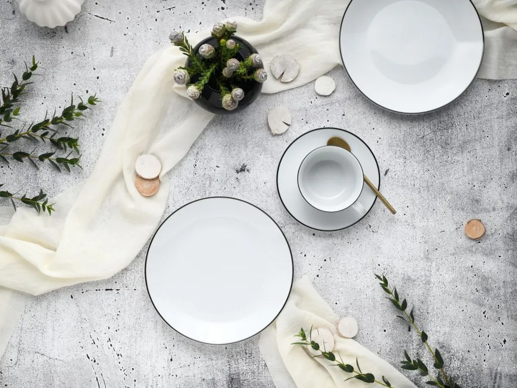 Kávový servis (18 dielov) Luna Black Line, biely