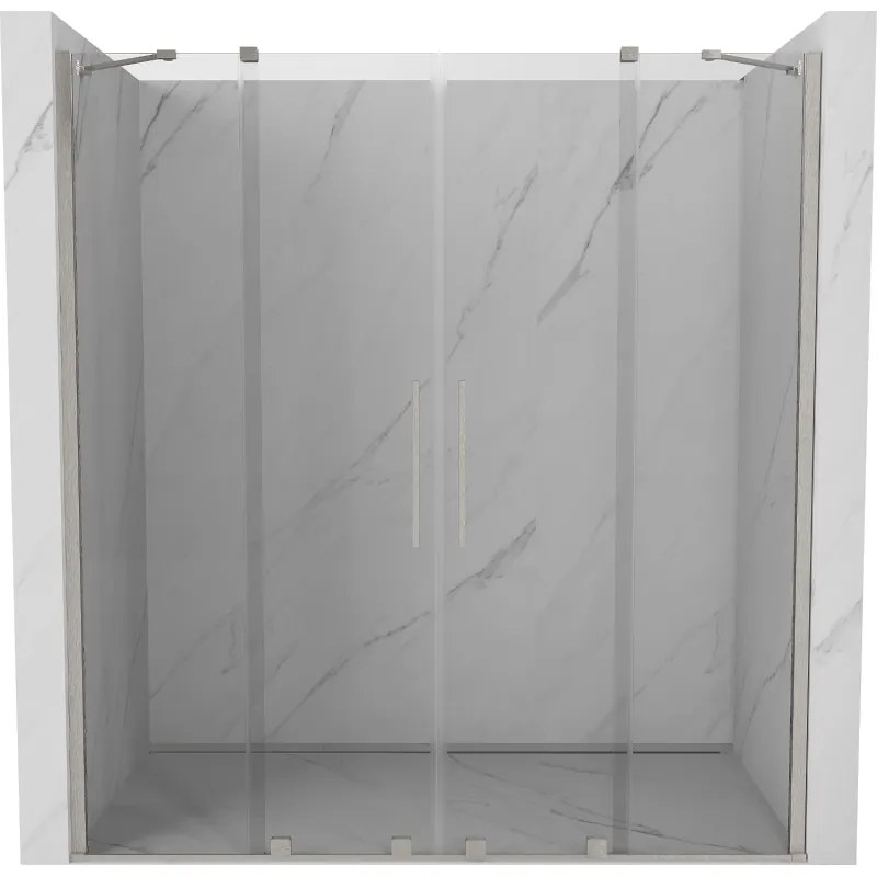 Mexen Velar Duo, posuvné sprchové dvere do otvoru 180 cm, 8mm číre sklo, brúsená oceľ, 871-180-000-02-97