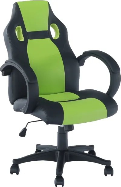 Kancelárske kreslo, ekokoža čierna/zelená, LESTER