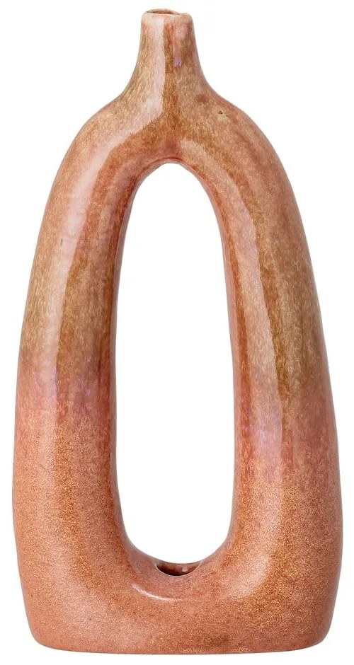 Oranžová dekoratívna kameninová váza Bloomingville Baldrian, výška 24,5 cm