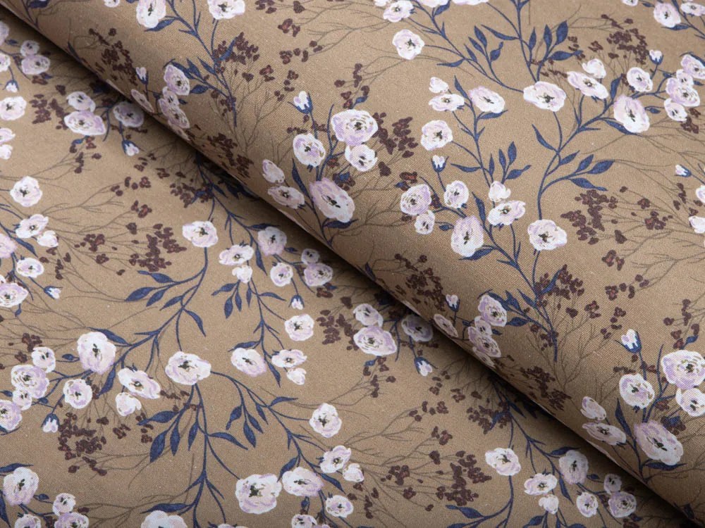 Biante Dekoračný obdĺžnikový obrus PML-036 Popínavé kvety na hnedom 140x220 cm
