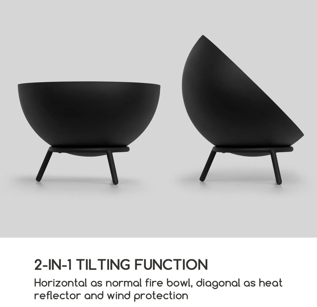 Blumfeldt Fireball, ohnisko, oceľ, sklopné, do záhrady alebo na terasu, Ø 66 cm