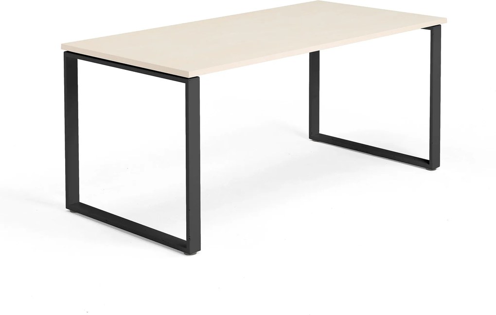 Kancelársky pracovný stôl Modulus, O-rám, 1600x800 mm, breza/čierna