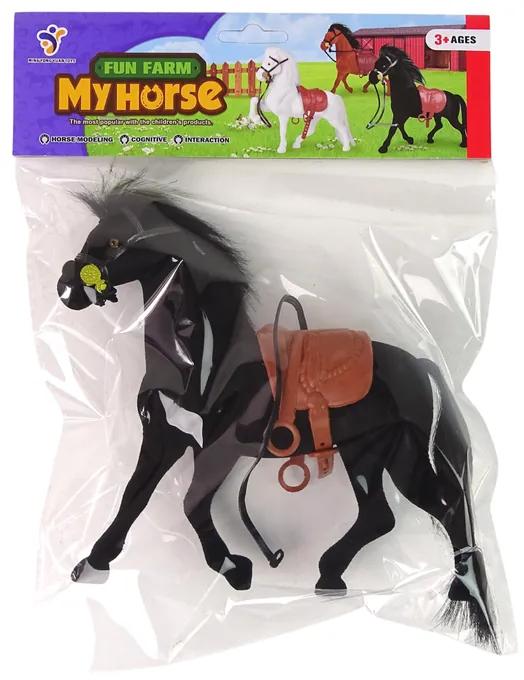 Lean Toys Figúrka čierneho koníka s hnedým sedlom