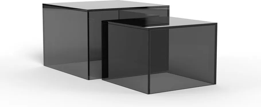 Sivé sklenené konferenčné stolíky v súprave 2 ks 50x50 cm Dice – Actona