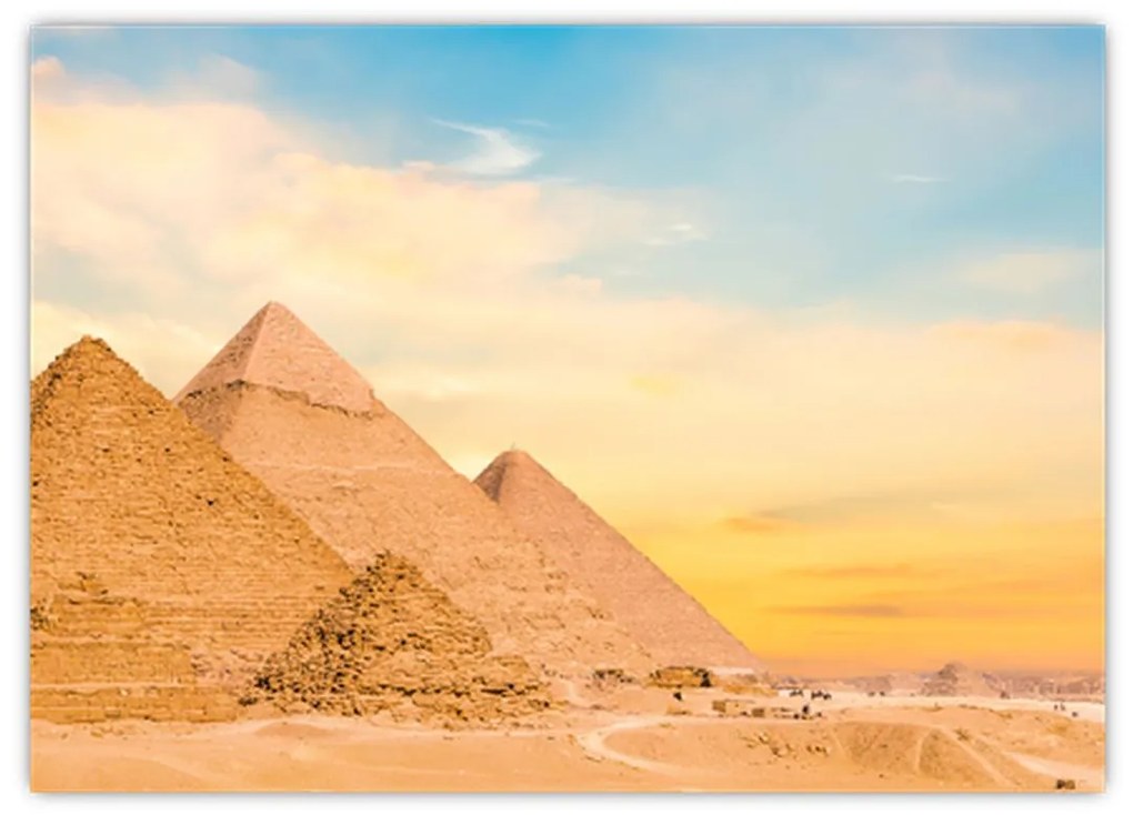 Sklenený obraz egyptských pyramíd (70x50 cm)