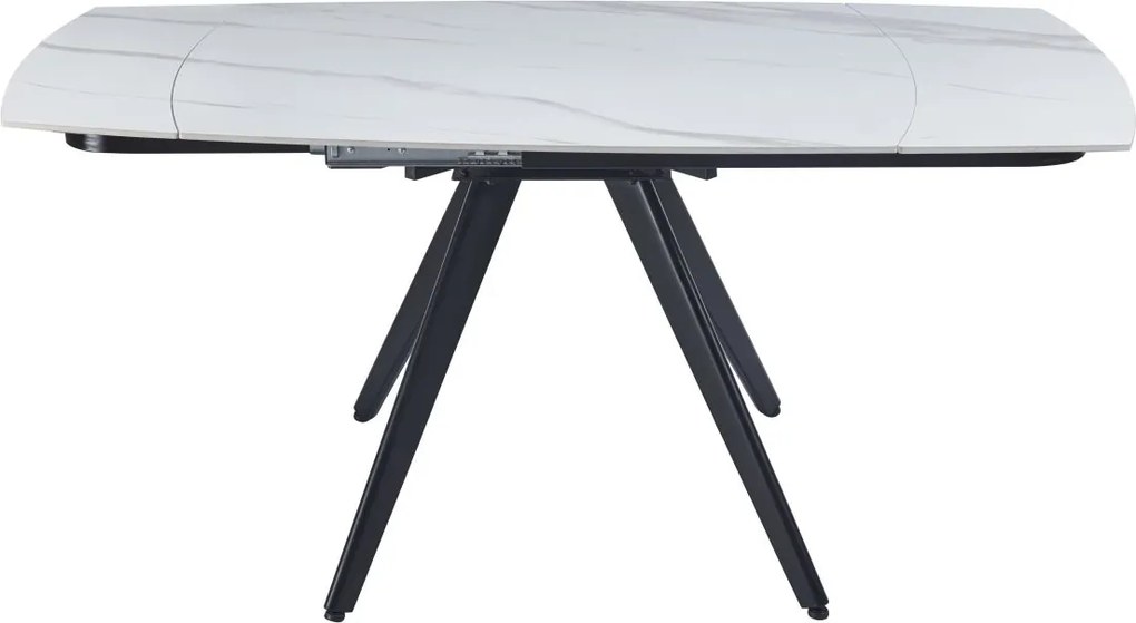 Dekorstudio Rozkladací jedálenský stôl s mramorovou doskou 120-180x80 cm - biely