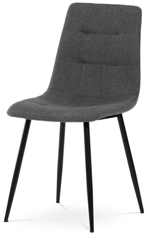 Židle jídelní, šedá látka, kov černý mat