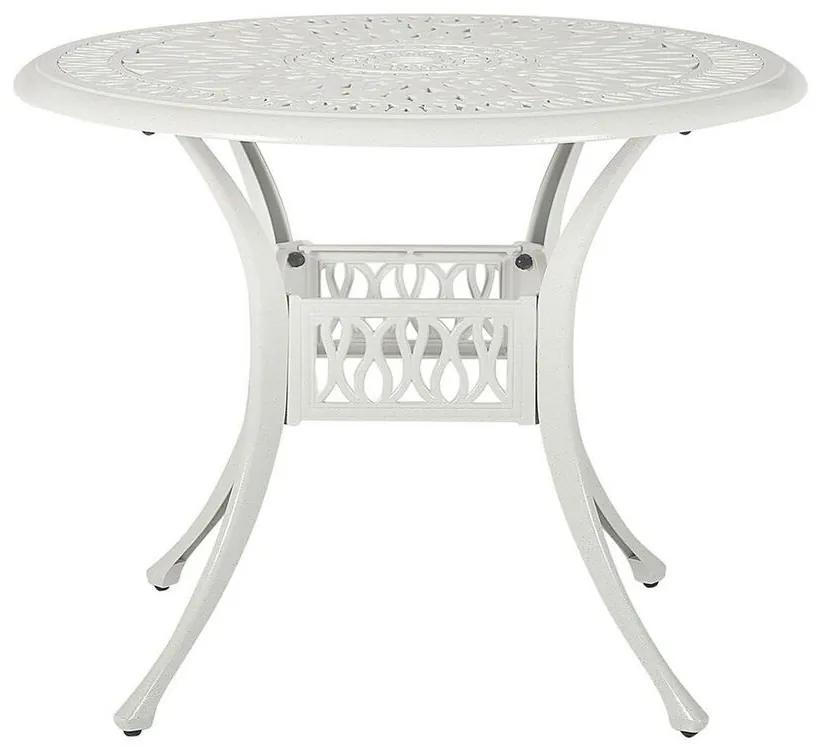 Záhradný stôl okrúhly hliníkový ⌀ 90 cm biely ANCONA Beliani