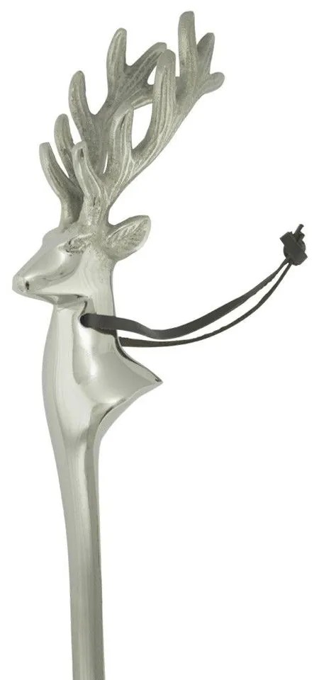 Strieborná kovová obúvacia lyžica s hlavou jeleňa Deer - 52*5*1cm