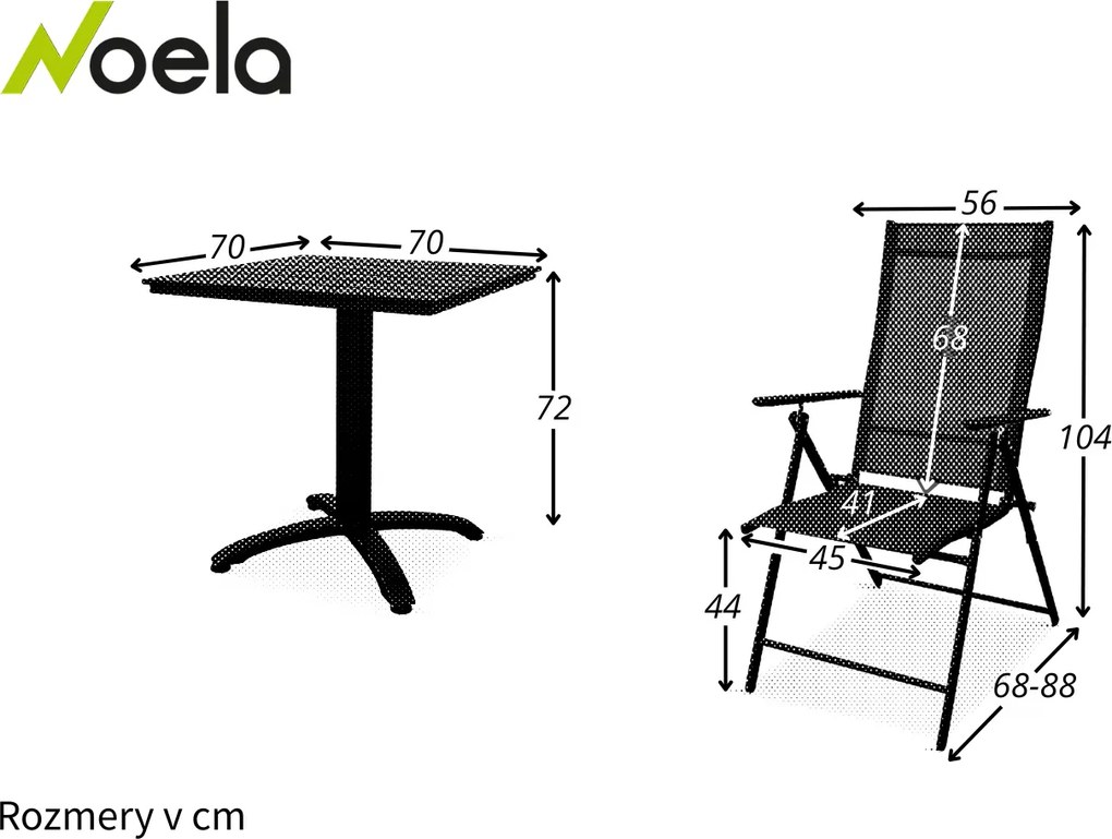 Noela Balkónový set Ristorante + 2x kovová stolička Pia