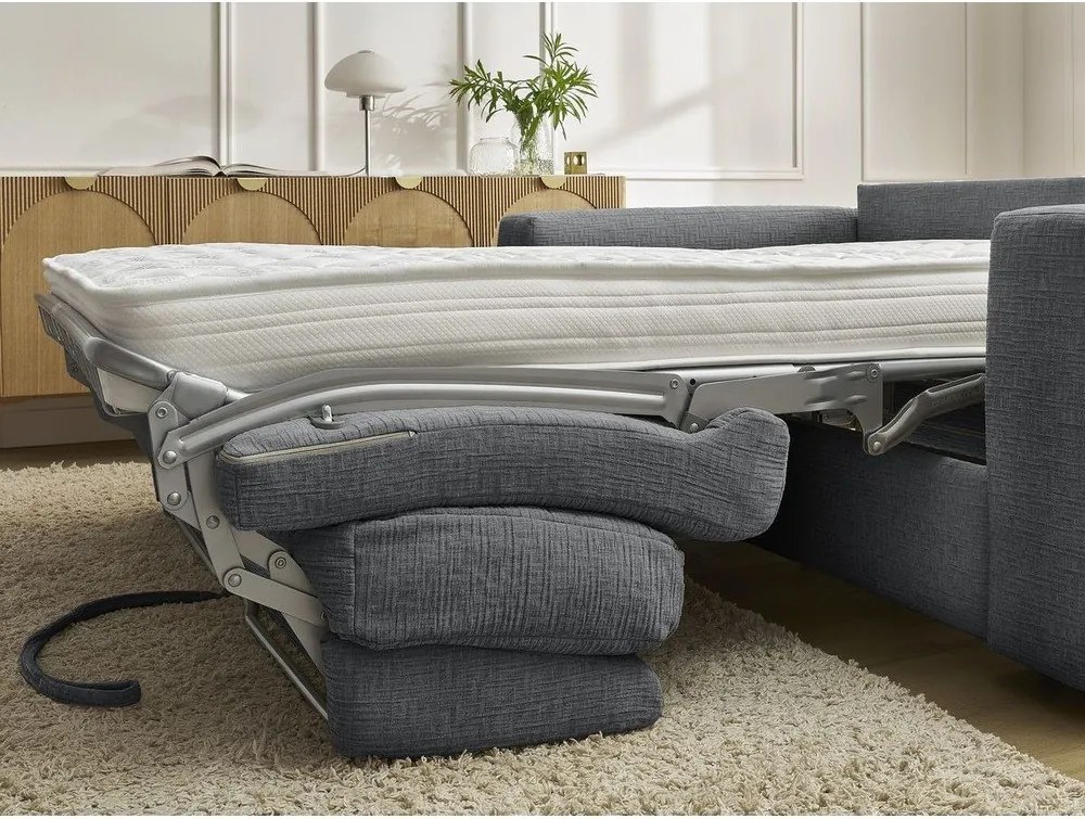 Tmavosivá ženilková pohovka na každodenné spanie/rozkladacia 220 cm Hugo – Bobochic Paris