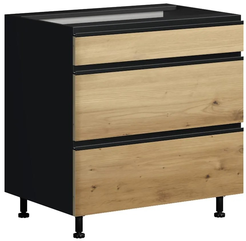 Kuchynská Skrinka Industry D80 3SZ METALBOX čierna/artisan