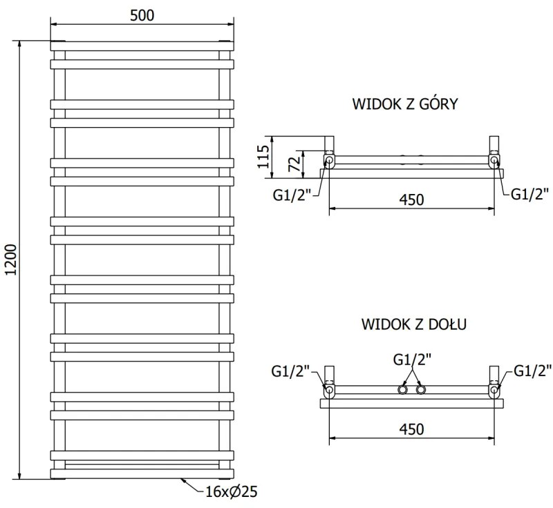 Mexen Saturn vykurovacie teleso 1200 x 500 mm, 409 W, biela, W108-1200-500-00-20