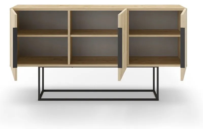 Nízka komoda v dekore duba v prírodnej farbe 150x80 cm Titan – Marckeric