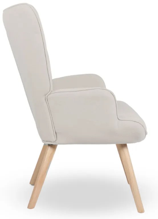 Kreslo ušiak LUGO — masív, látka, prírodná / krémová