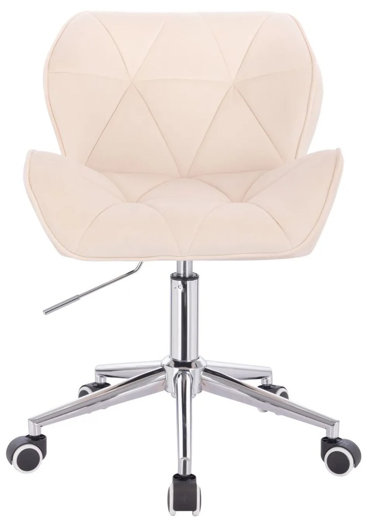 LuxuryForm DESIGN Stolička MILANO VELUR na striebornej podstave s kolieskami - krémová