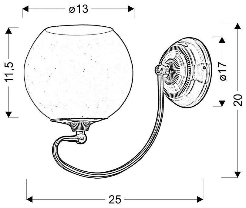 Candellux ORBIT Nástenné svietidlo 1X60W E27 Patina Coopper 21-69344