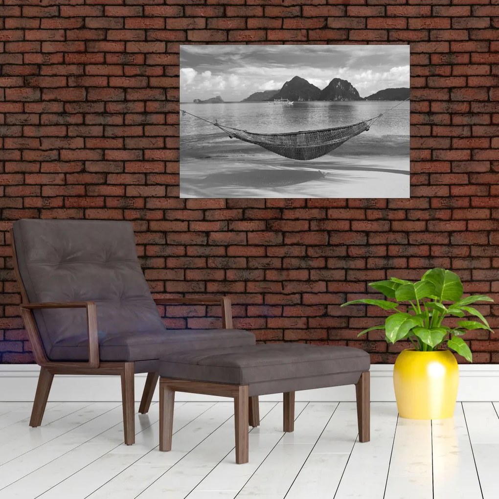 Obraz - Hojdacia sieť na pláži (90x60 cm)