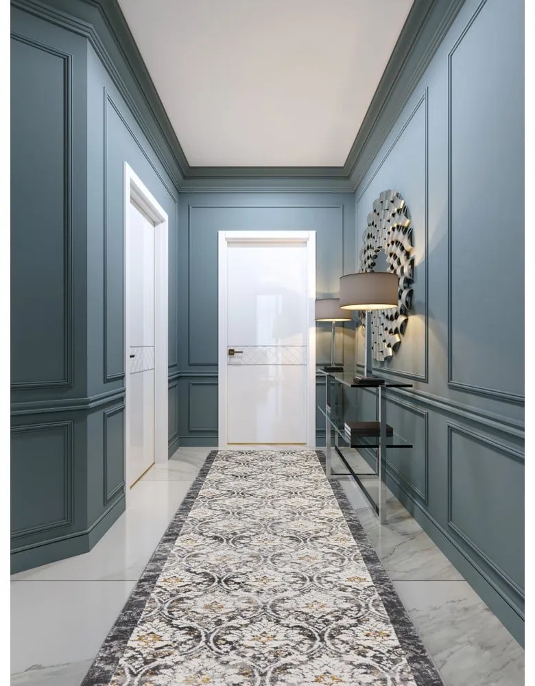 Tmavosivý/slonovinový behúň 80x300 cm Soft Viskan – FD