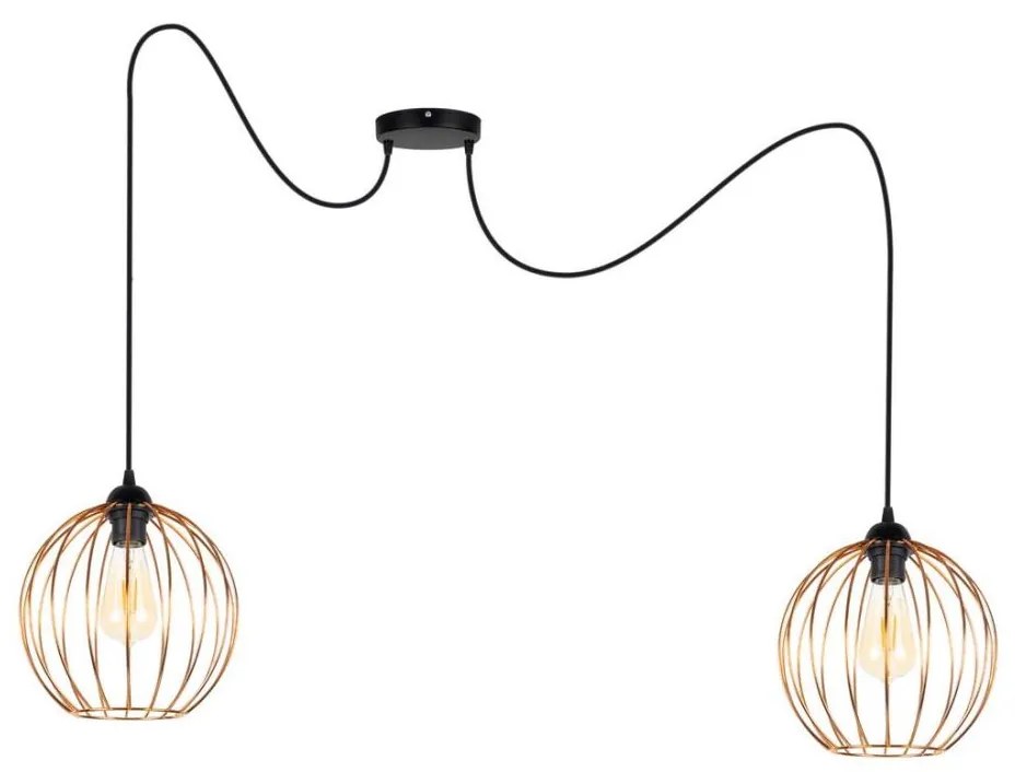 Luster na lanku MATT 2xE27/60W/230V pavúk čierna/medená